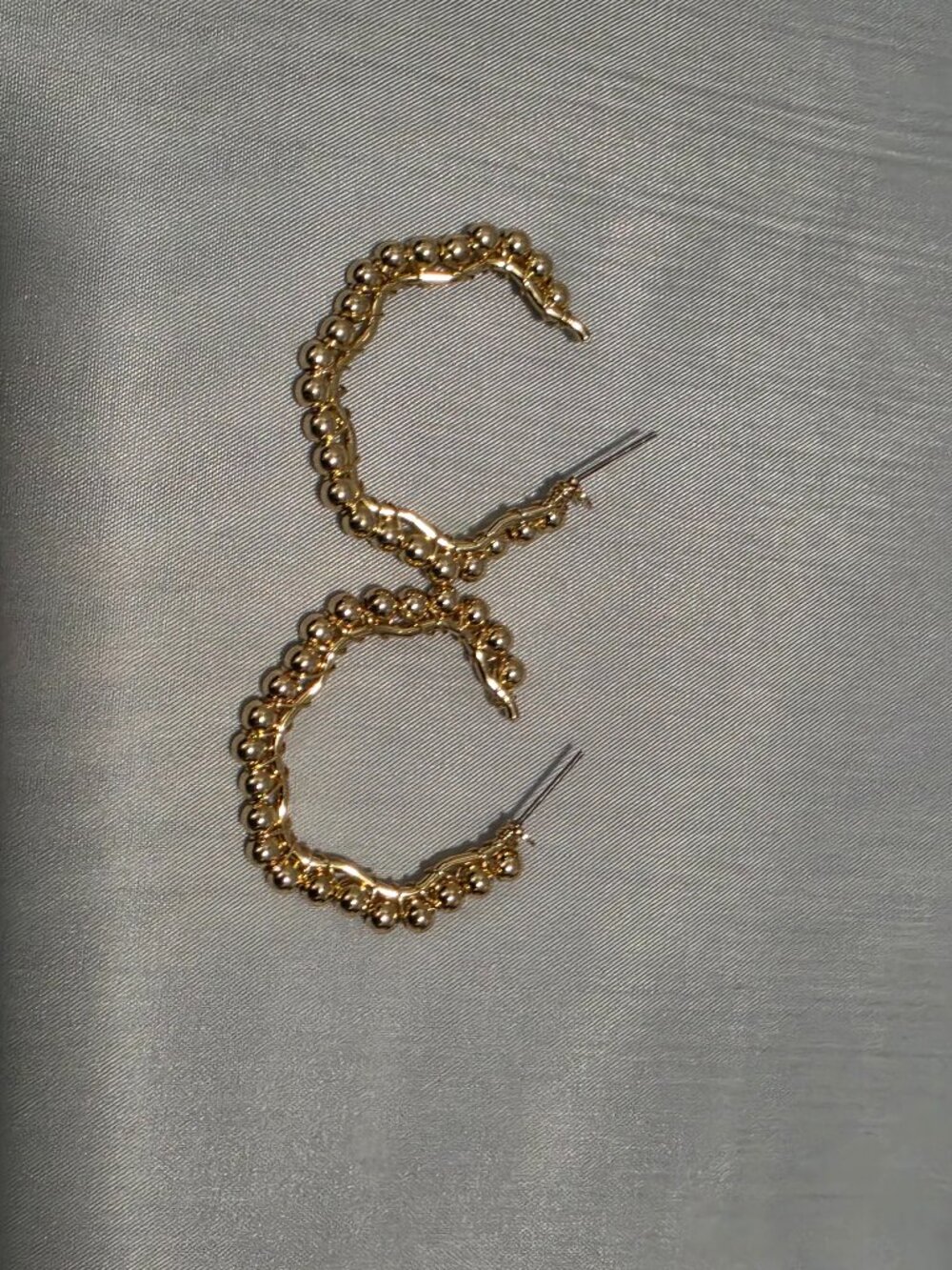 Gold Tone Beaded Wire-Wrapped Hoop Earrings · Ball Bead Hoops · Handmade Style